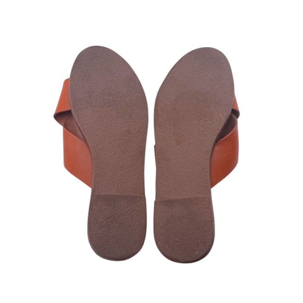 Madewell Crisscross Leather Sandals Brown Slip On Slides Women's 9M - Picture 6 of 6